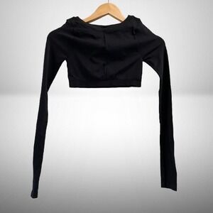 NEW Free People Movement Cropped Long Sleeve Layering Top XS/S Black